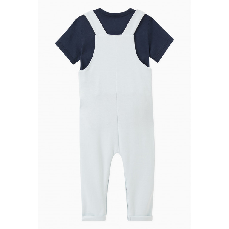 KENZO KIDS - Logo-embroidered Dungaree Set in Cotton