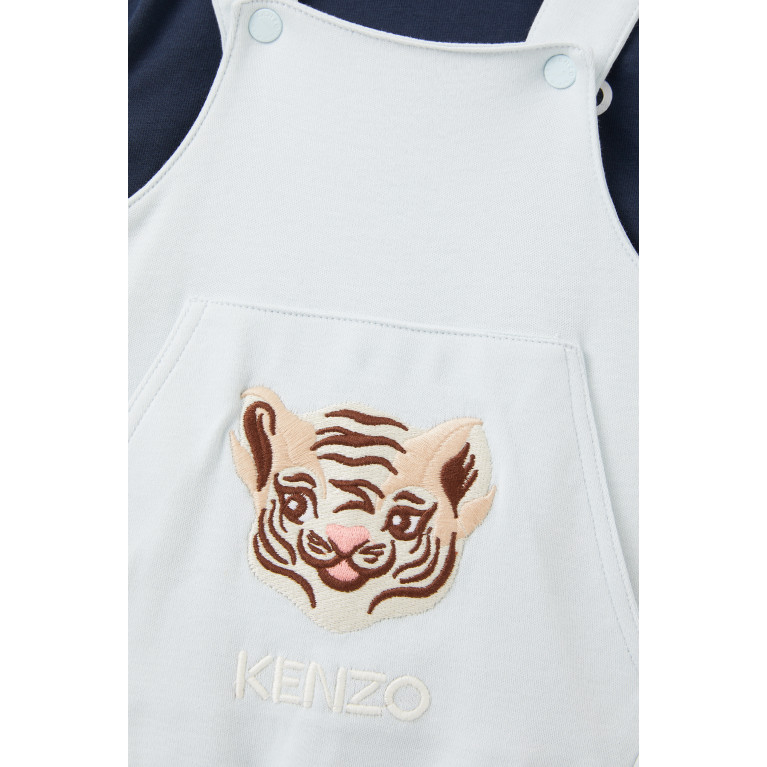 KENZO KIDS - Logo-embroidered Dungaree Set in Cotton