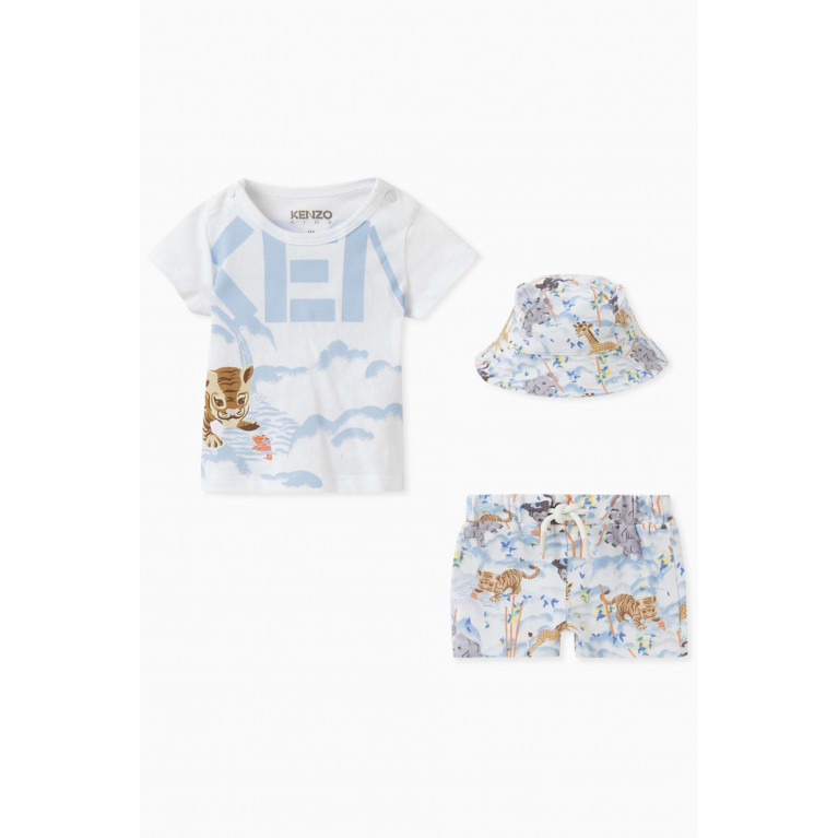 KENZO KIDS - Animal Print T-shirt, Shorts & Hat Set in Organic Cotton