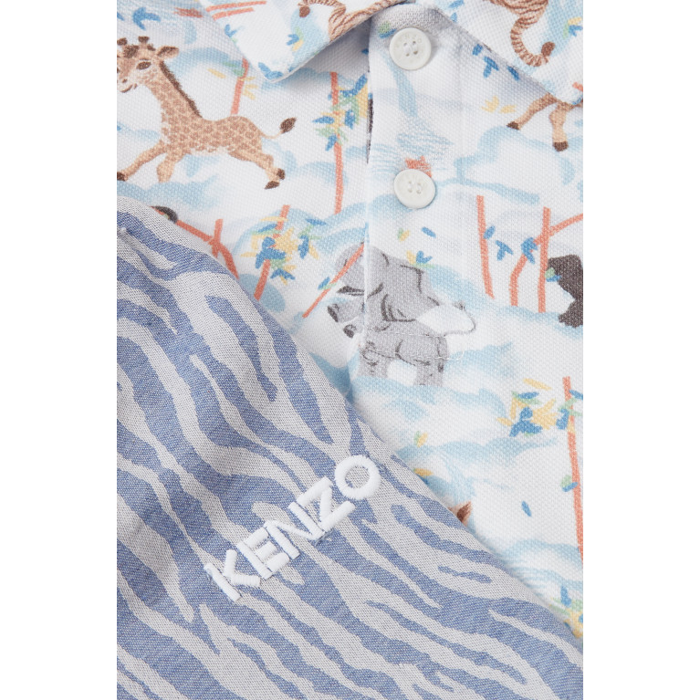 KENZO KIDS - KENZO KIDS - Bamboo Print Polo Shirt & Shorts Set in Organic Cotton