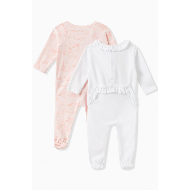 KENZO KIDS - Graphic Logo Print Sleepsuits in Cotton, Set of Two Pink