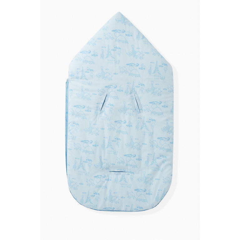 KENZO KIDS - All-over Doodle Print Sleeping Bag in Cotton Blue