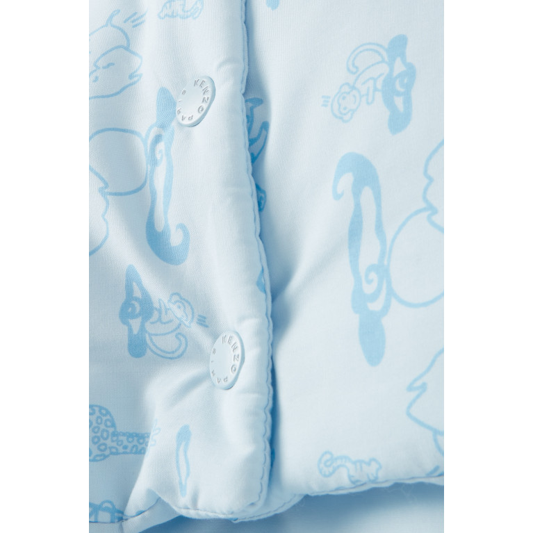 KENZO KIDS - All-over Doodle Print Sleeping Bag in Cotton Blue
