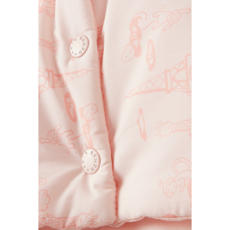 KENZO KIDS - All-over Doodle Print Sleeping Bag in Cotton Pink