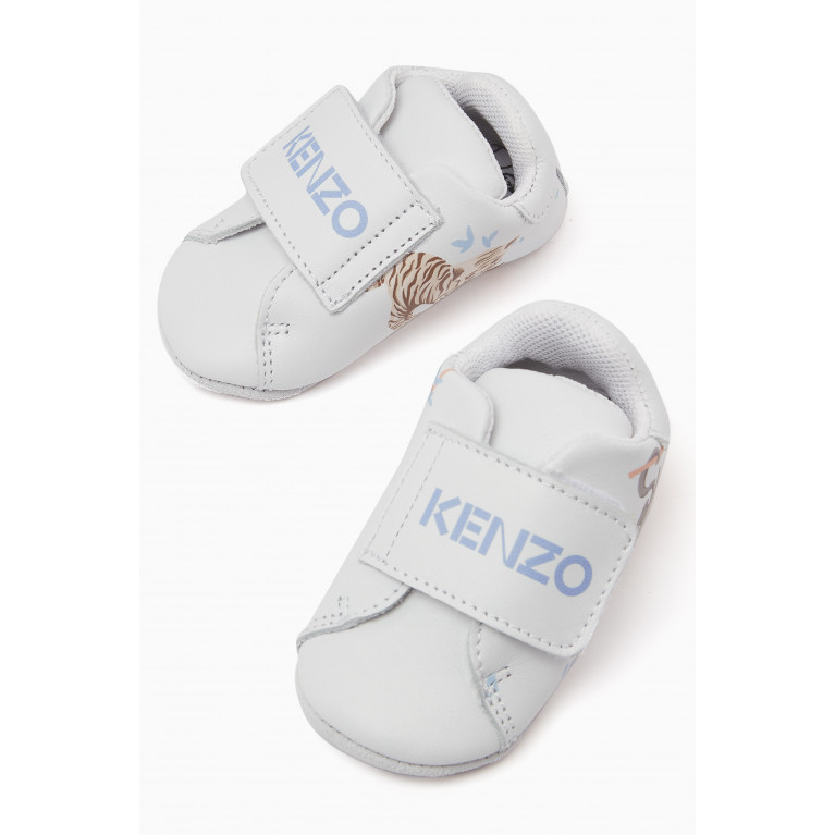 KENZO KIDS - KENZO KIDS - Animal Print Logo Sneakers in Leather