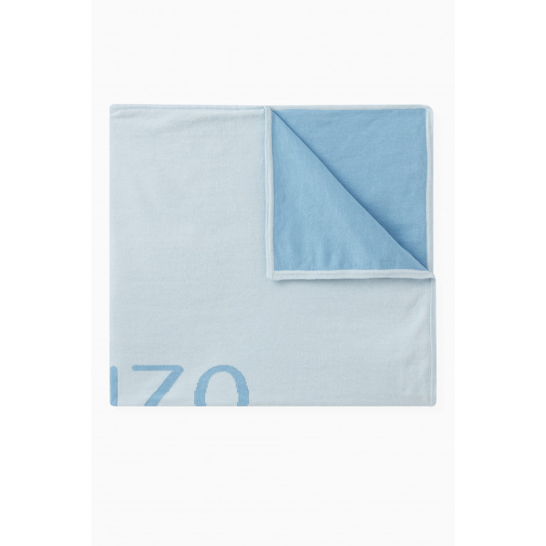 KENZO KIDS - Logo Detail Blanket in Cotton Blue
