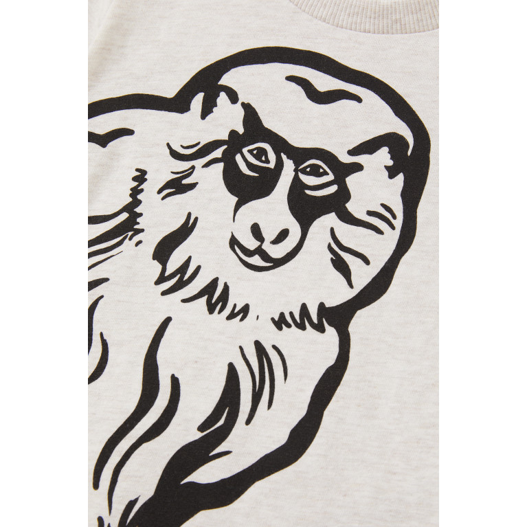KENZO KIDS - Monkey-print Logo T-shirt in Cotton-jersey
