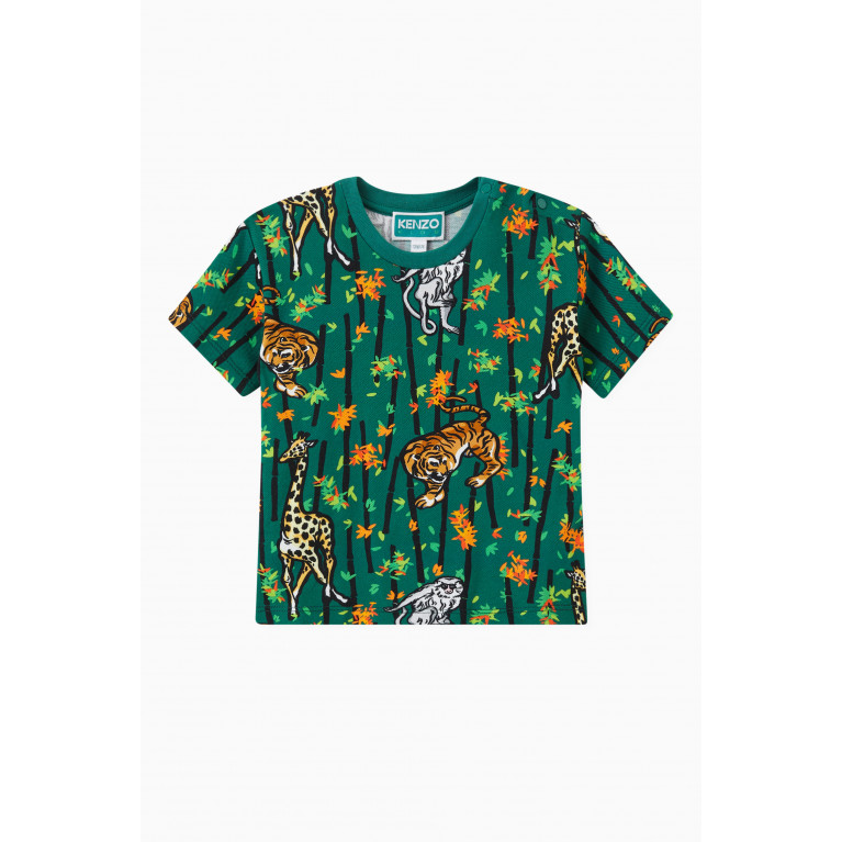 KENZO KIDS - Jungle-print T-shirt in Organic Cotton-jersey