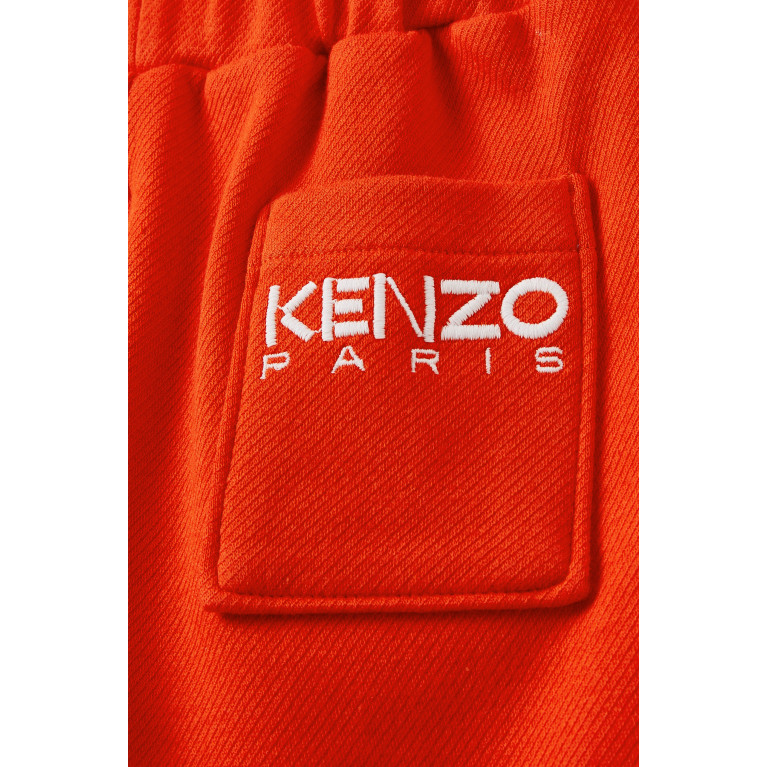 KENZO KIDS - Turn-up Hem Shorts in Cotton Orange