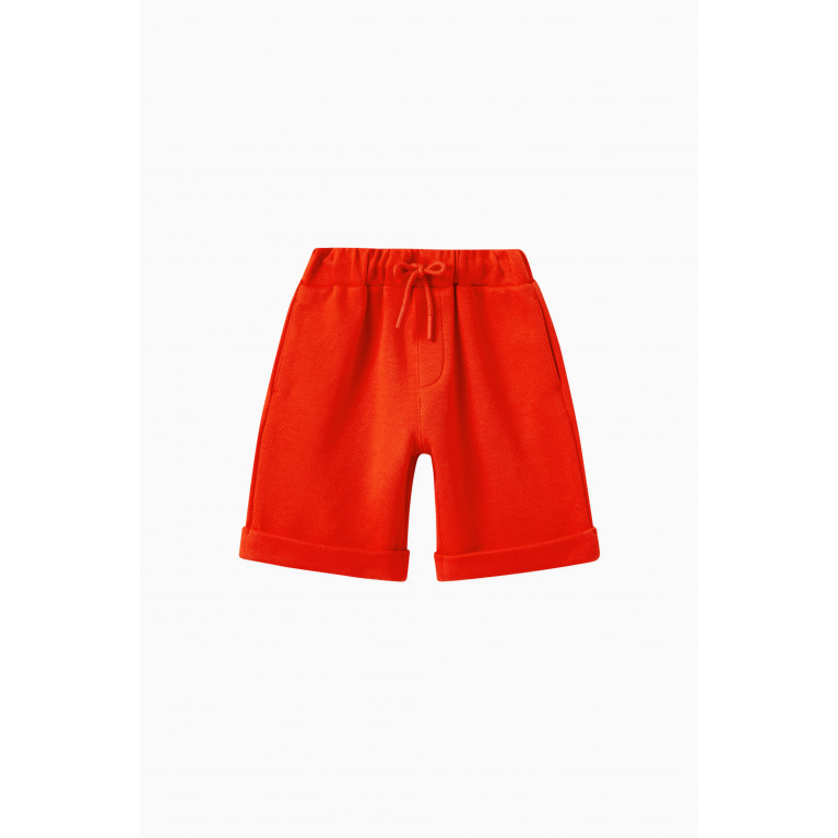 KENZO KIDS - Turn-up Hem Shorts in Cotton Orange