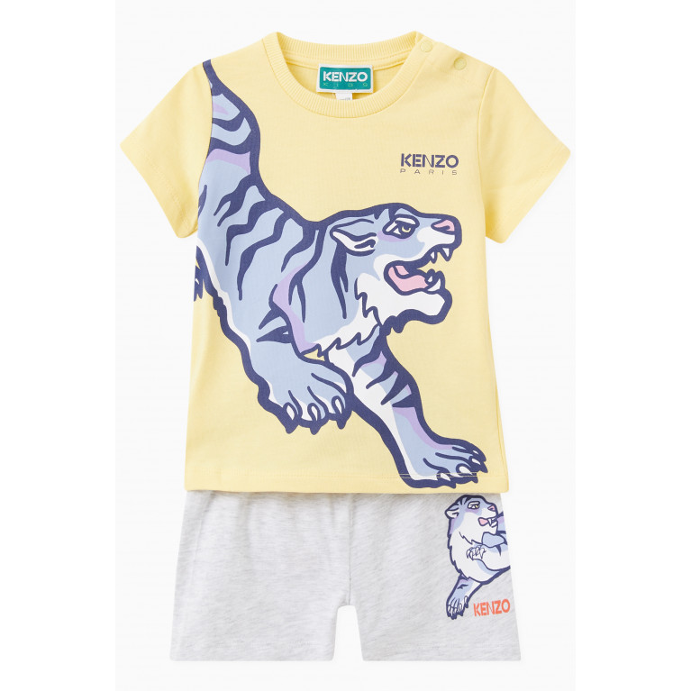 KENZO KIDS - Tiger-print T-shirt & Shorts Set in Organic Cotton
