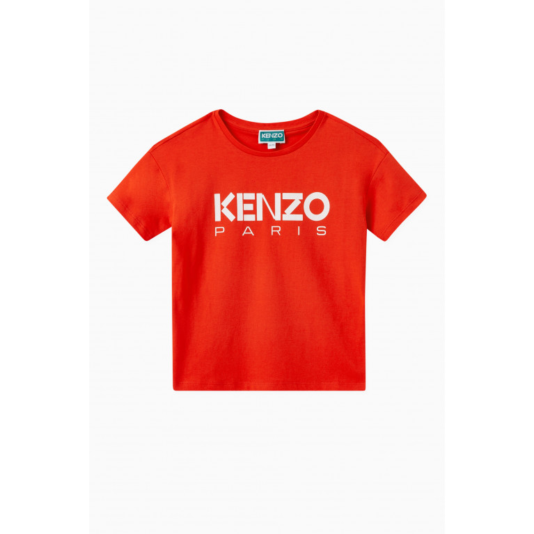 KENZO KIDS - Logo Print T-shirt in Cotton Orange