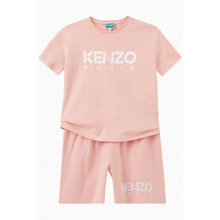 KENZO KIDS - Logo Print T-shirt in Cotton Pink