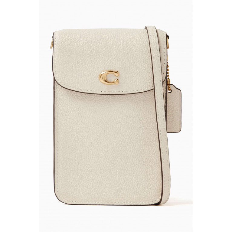 Coach - Phone Crossbody Bag in Pebbled Leather White