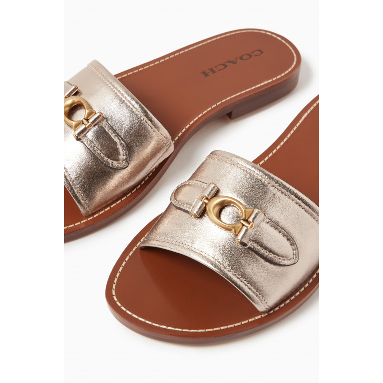 Coach - Ina Flat Sandals in Metallic Leather