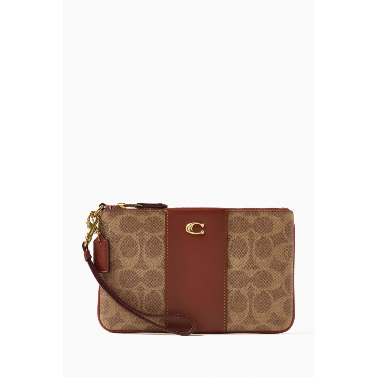 Coach - Small Signature Wristlet in Coated-canvas & Leather