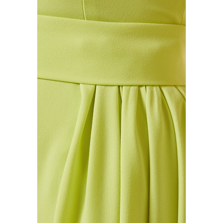 Rhea Costa - Elongated-sleeve One-shoulder Gown in Crepe