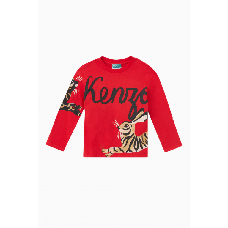 KENZO KIDS - Rabbit Print T-shirt in Cotton