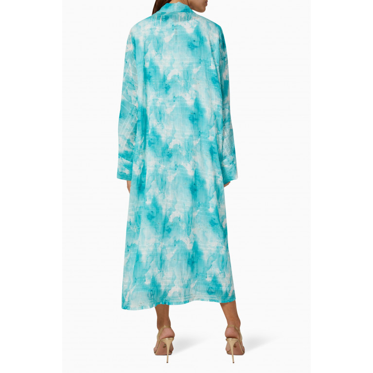 Bambah Boutique - Gardenia Aqua Textured Midi Kimono Set