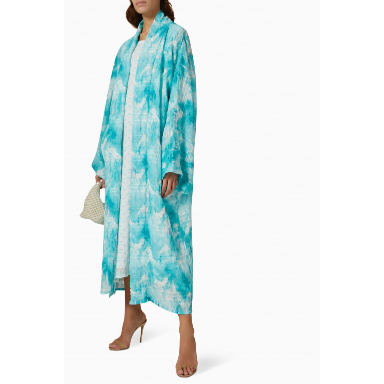 Bambah Boutique - Gardenia Aqua Textured Midi Kimono Set