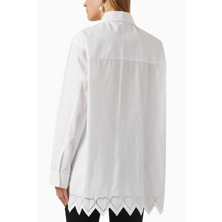 Mach&Mach - Heart Crystal-embellished Oversized Shirt in Cotton
