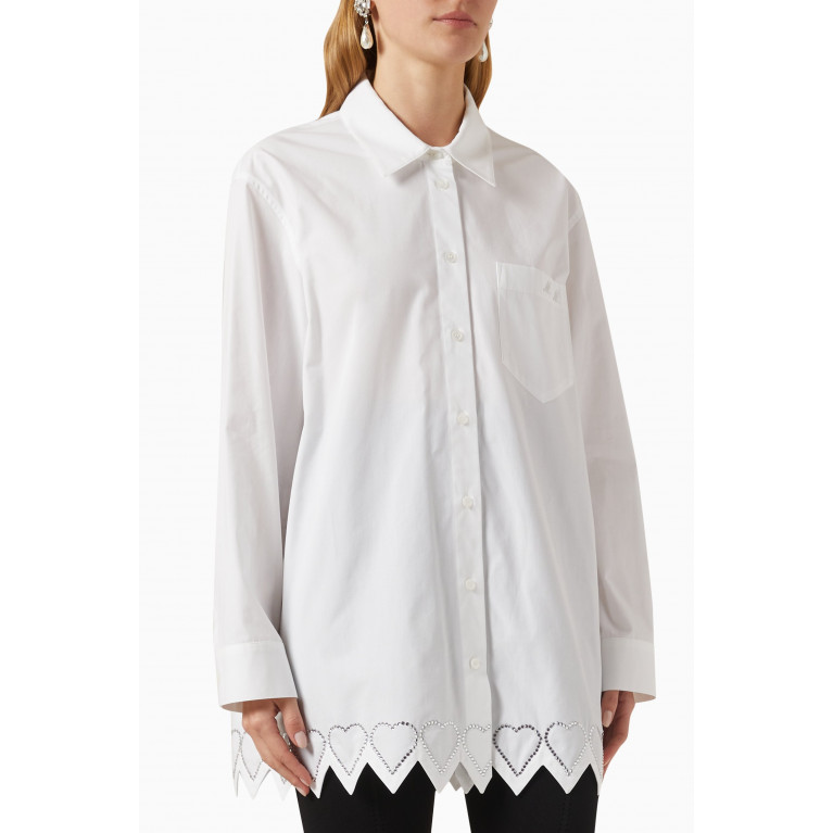 Mach&Mach - Heart Crystal-embellished Oversized Shirt in Cotton