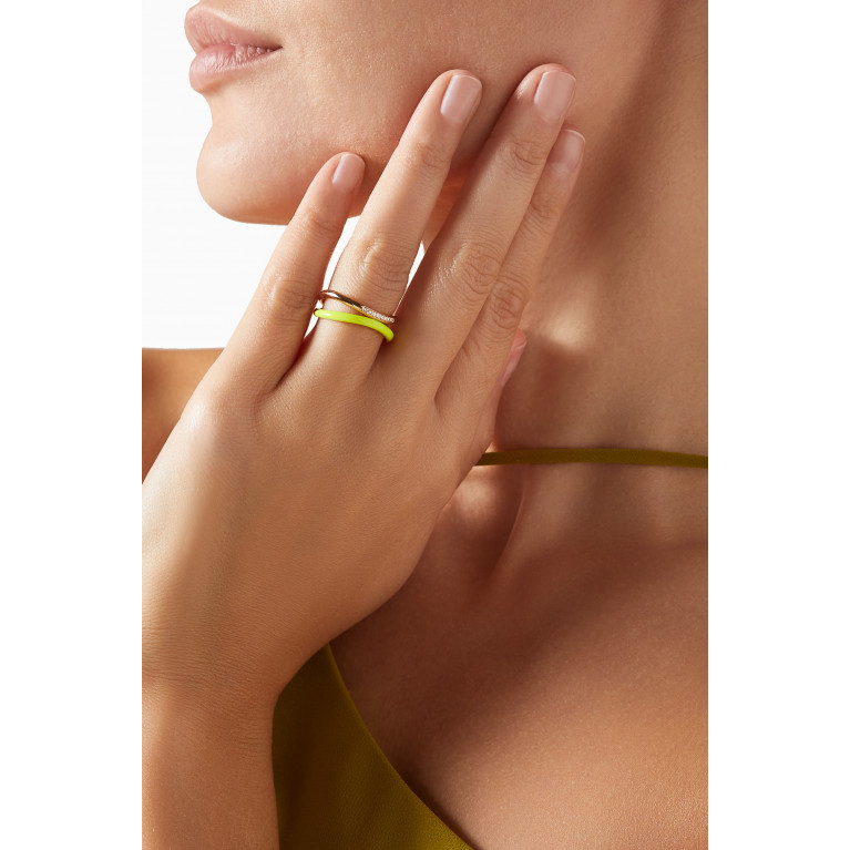 Samra - Sukar Diamonds & Enamel Ring in 18kt Rose Gold