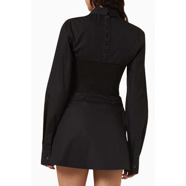 Dion Lee - Hook Tube Mini Shirt Dress in Organic Cotton Black