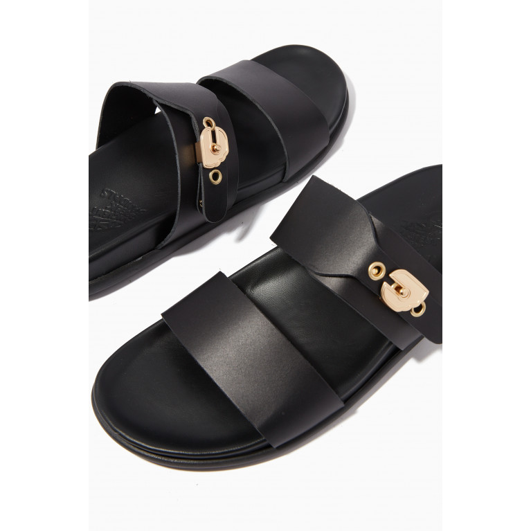 Ancient Greek Sandals - Latria Sandals in Leather Black