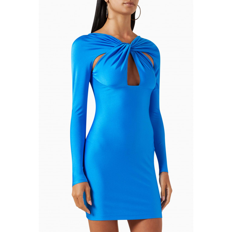 Coperni - Twisted Cut-out Mini Dress in Stretch Jersey Blue