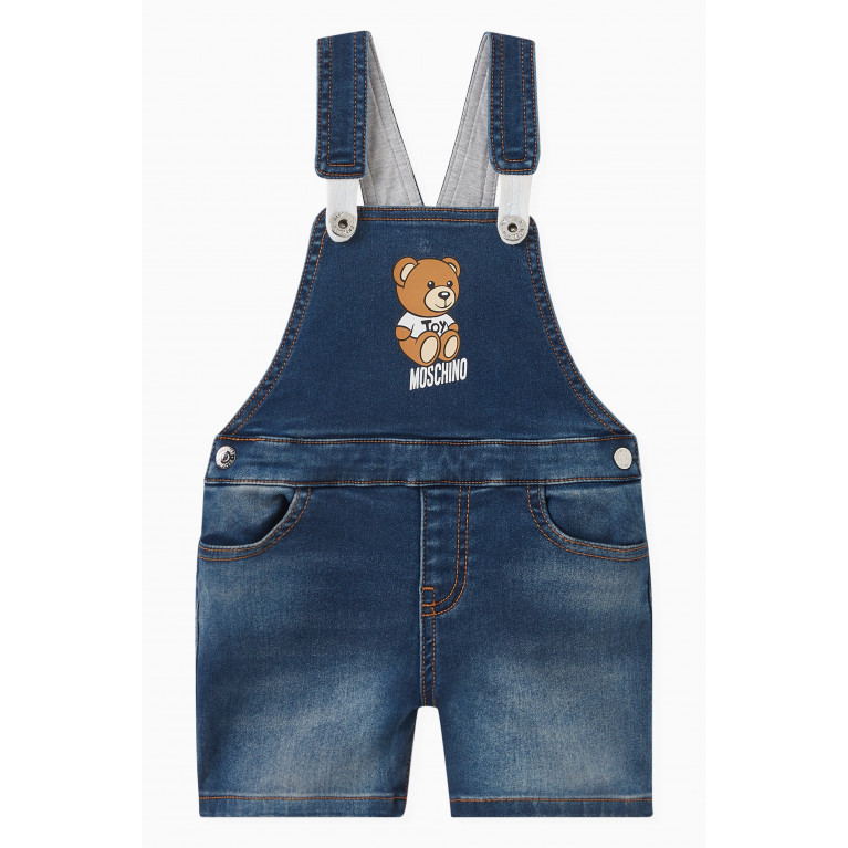 Moschino - Teddy Print Dungarees in Denim
