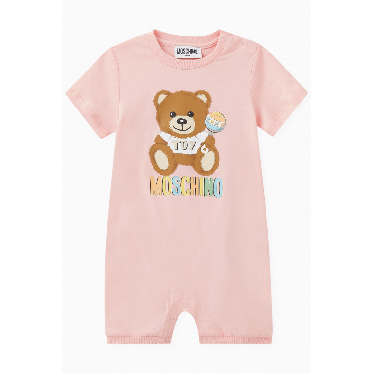 Moschino - Teddy Print Romper in Cotton Pink