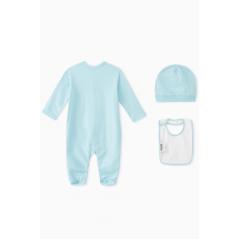 Moschino - Teddy Print Sleepsuit Set in Cotton Blue