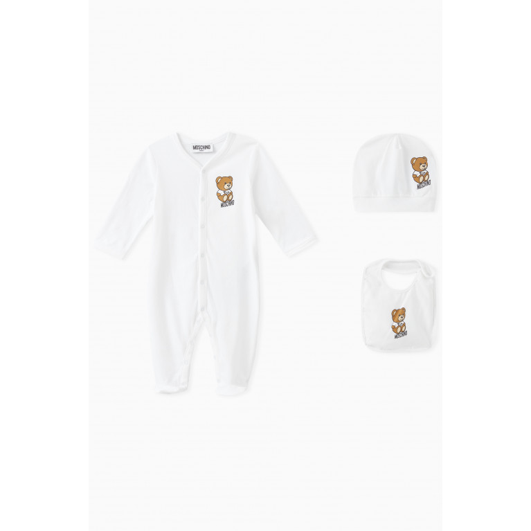 Moschino - Teddy Print Sleepsuit Set in Cotton White