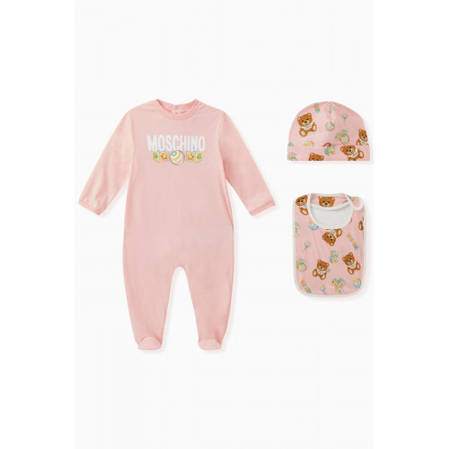 Moschino - Logo Print Babygrow Set in Cotton Pink