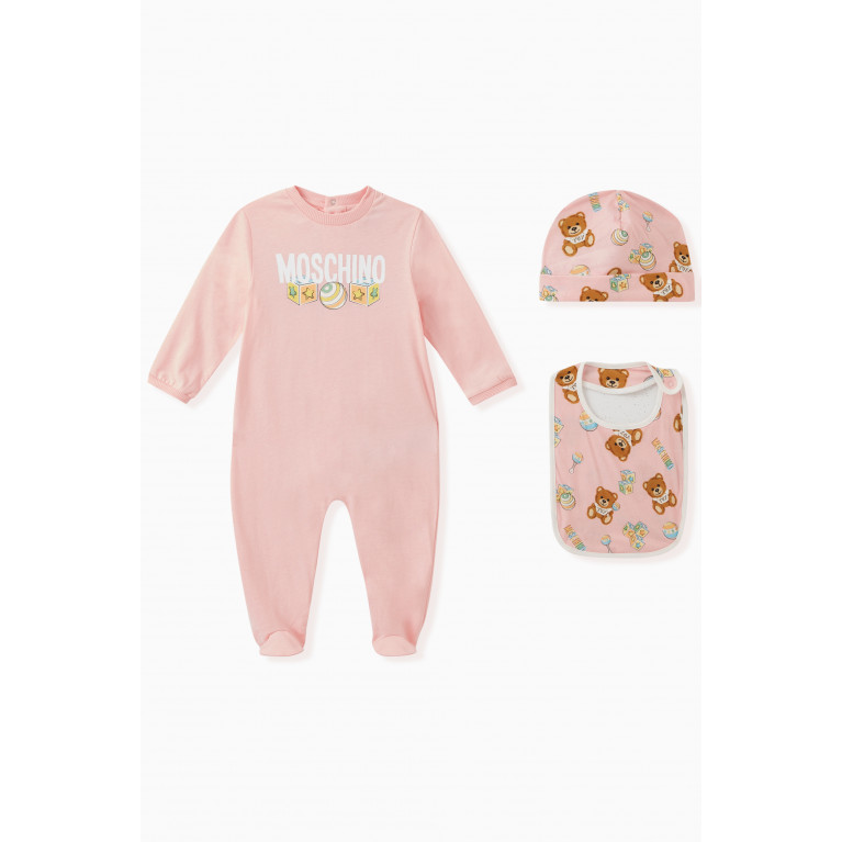 Moschino - Logo Print Babygrow Set in Cotton Pink