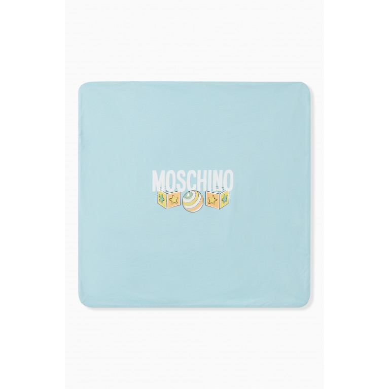 Moschino - Teddy Logo-printed Blanket in Cotton Blue