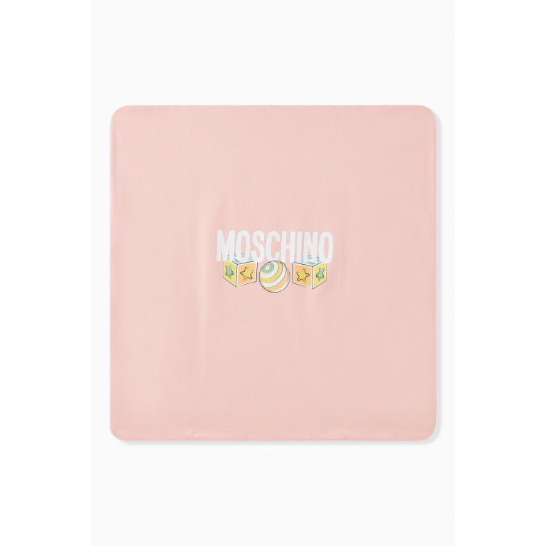 Moschino - Teddy Logo-printed Blanket in Cotton Pink