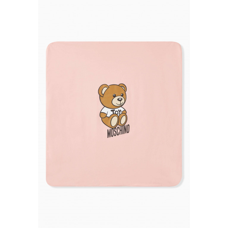 Moschino - Bear Logo Baby Blanket in Cotton Pink