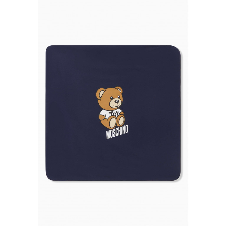 Moschino - Bear Logo Baby Blanket in Cotton Blue