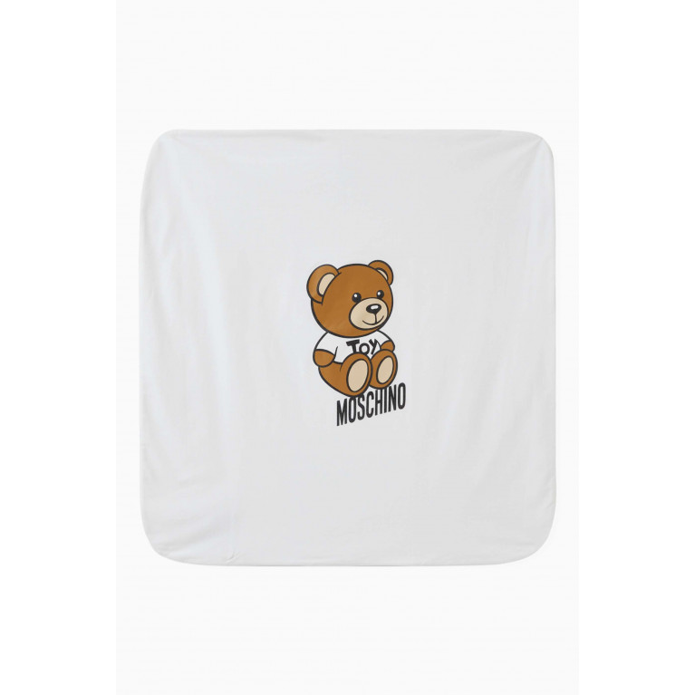 Moschino - Bear Logo Baby Blanket in Cotton White