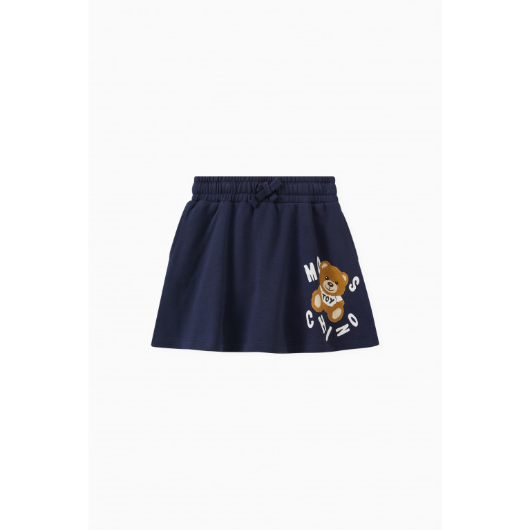 Moschino - Teddy Print Skirt in Cotton Blue