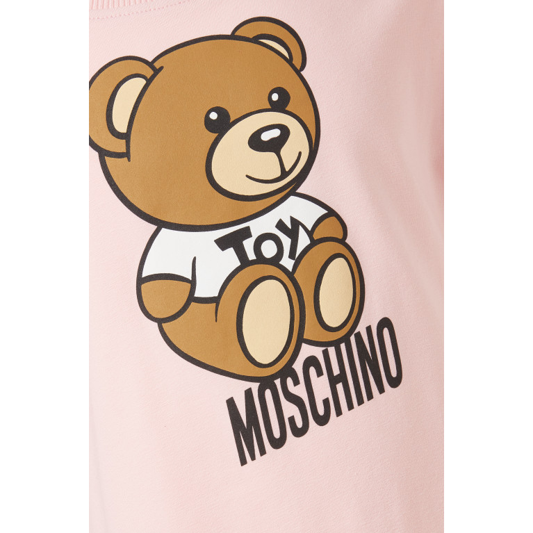Moschino - Teddy Bear Logo Dress in Cotton Pink