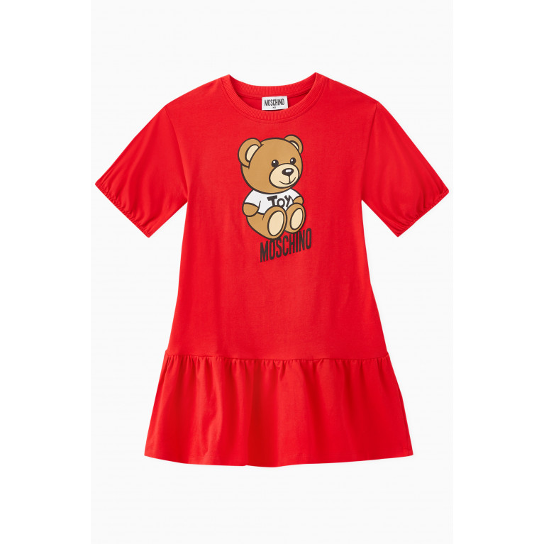 Moschino - Teddy Bear Logo Dress in Cotton Red