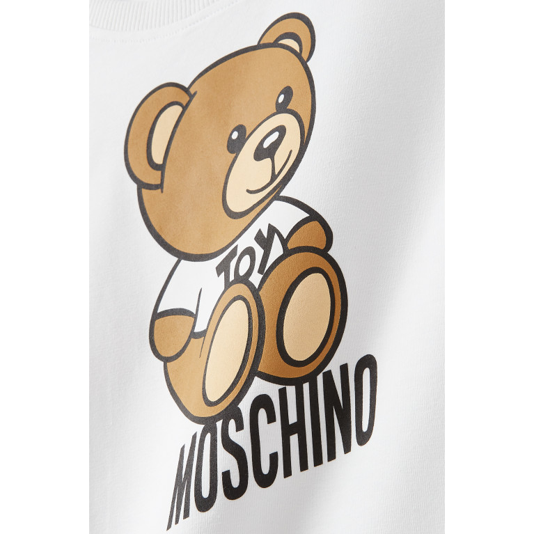 Moschino - Teddy Bear Logo Dress in Cotton White
