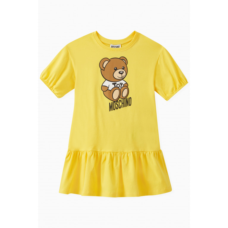 Moschino - Teddy Bear Logo Dress in Cotton Yellow