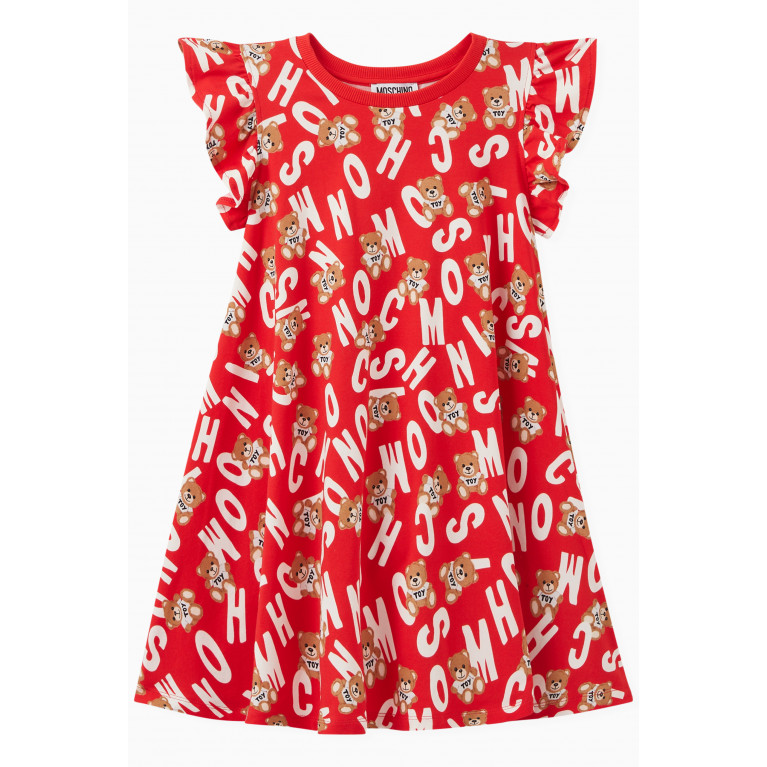 Moschino - Teddy Print Dress in Cotton Red