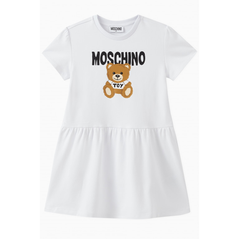 Moschino - Teddy Print Dress in Cotton White