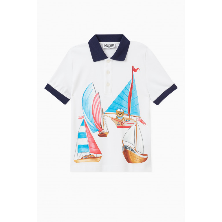Moschino - Moschino - Boat Print Polo Shirt in Cotton