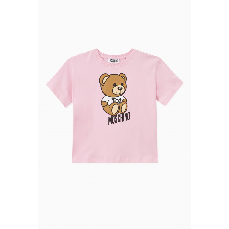 Moschino - Teddy Bear Logo T-shirt in Cotton Pink
